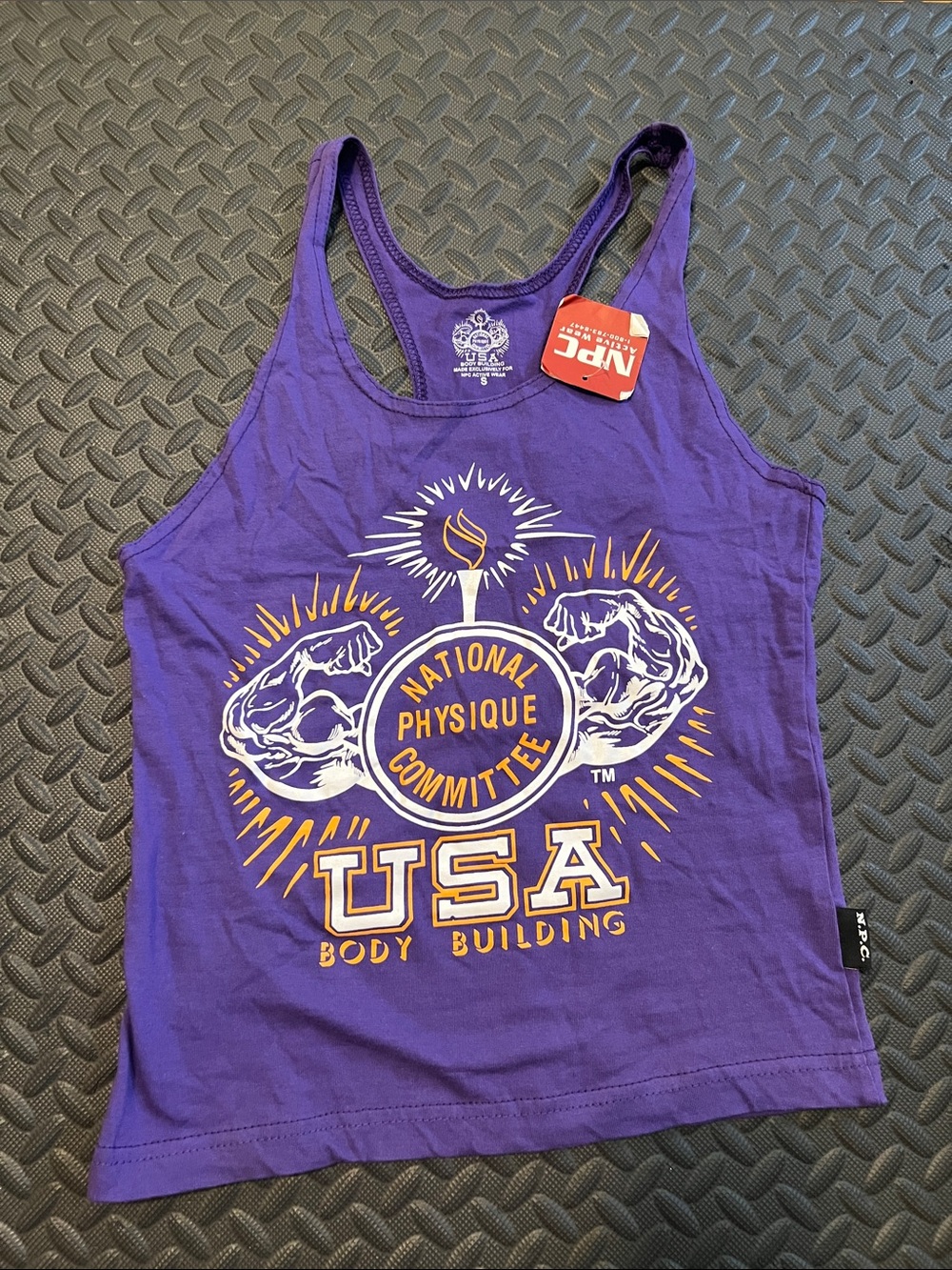NPC USA Body Building Purple Tank Top size small NWT